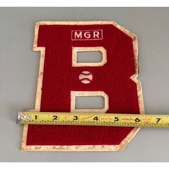 Vintage Letterman Varsity Chenille Patch Letter B Red 7” Baseball Manager - Picture 5 of 6
